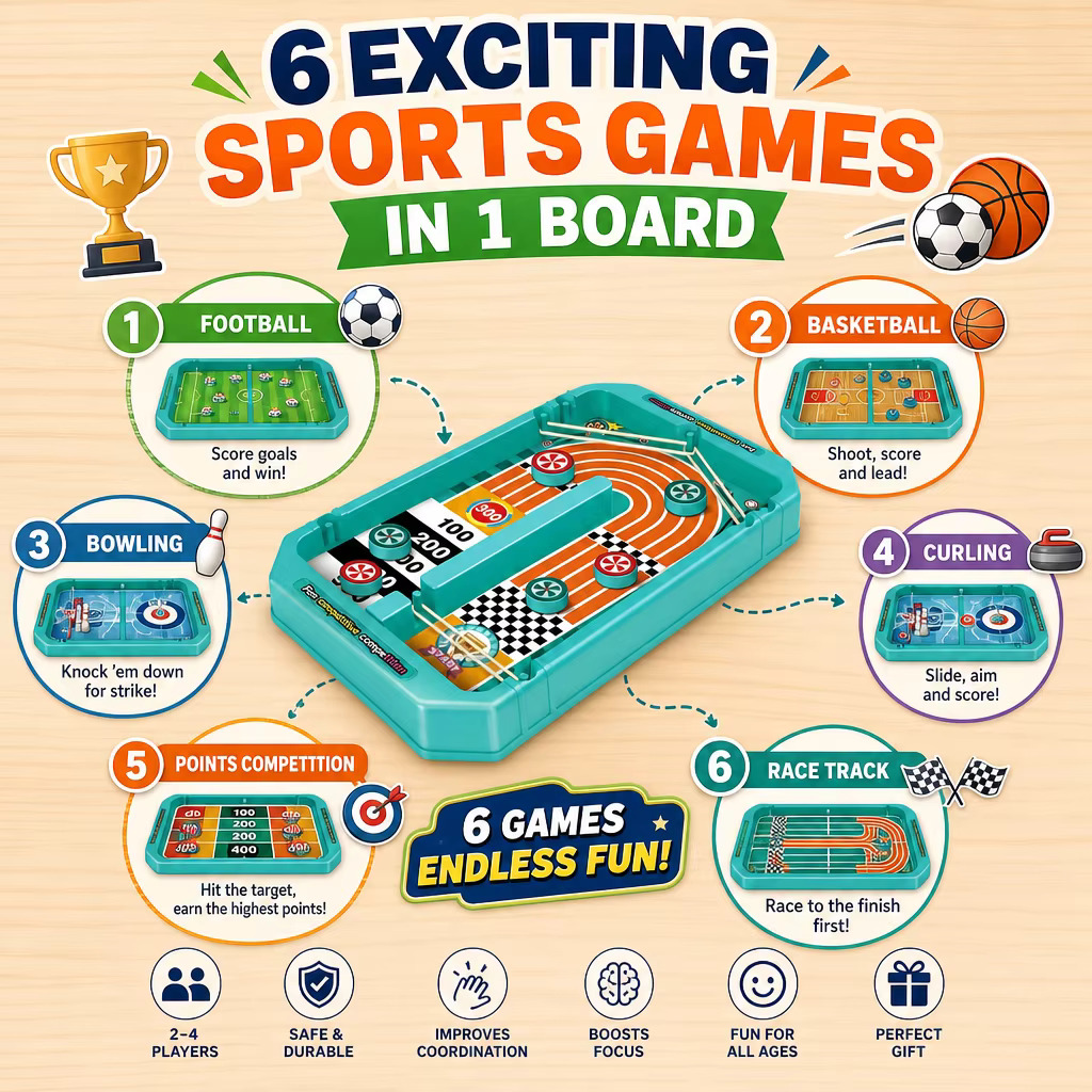 6-in-1 Tabletop Sports Board G - Board Game Live 评论和价格