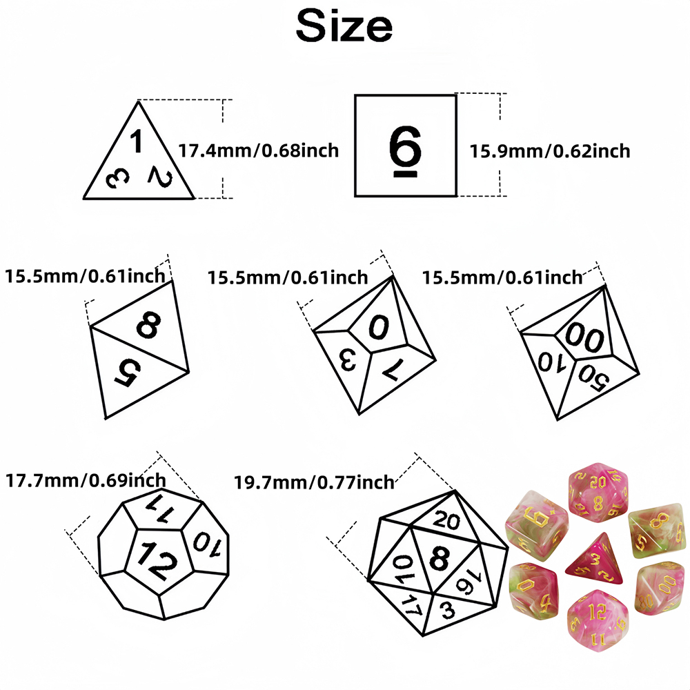 DND Dice Set 7pcs D4-D20 Polyh - Board Game Live 评论和价格