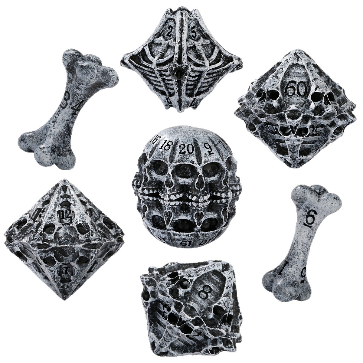 7 Piece Skull Pattern Polyhedr - Board Game Live 评论和价格